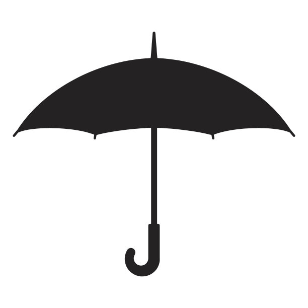 简单的打开的雨伞轮廓剪影图片下载