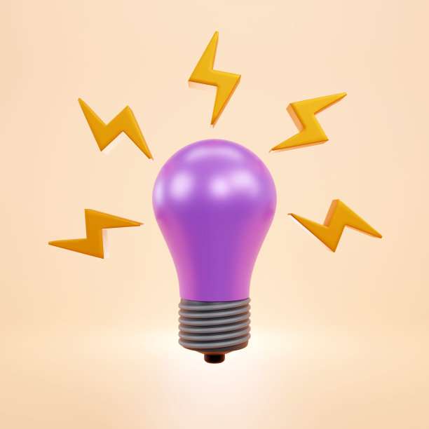 3d渲染手电筒灯泡在粉彩背景，新的火花想法图标图片下载