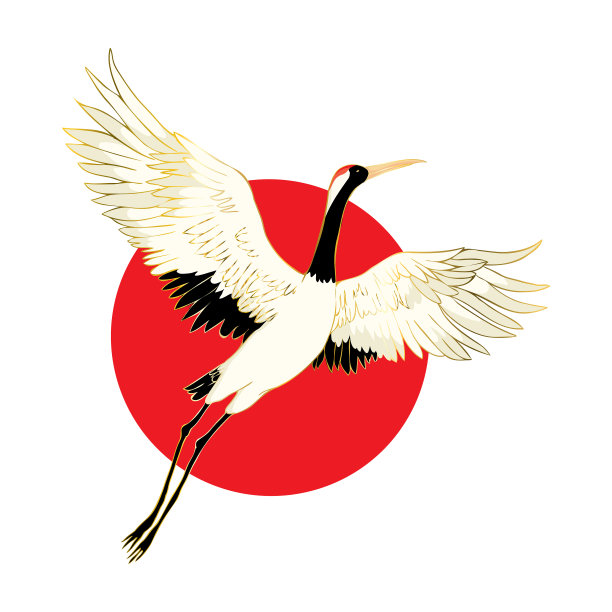丹顶鹤扇动翅膀，卡通交配图片下载