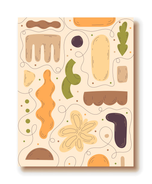 海报与抽象手绘各种形状矢量插图。图片下载