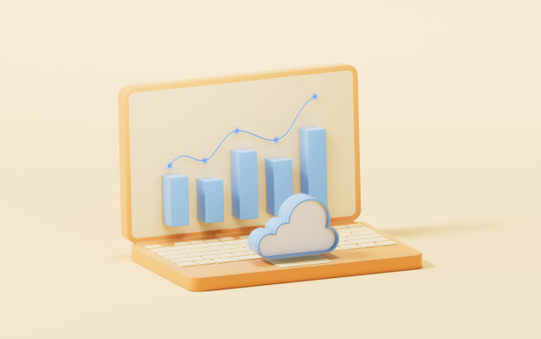 带增长趋势的条形图，3d渲染。图片下载