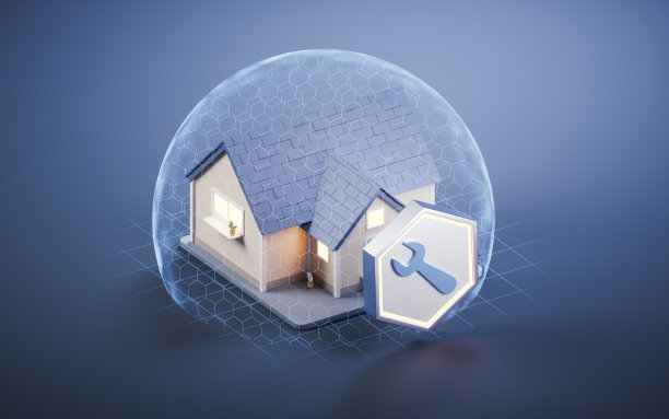 住宅与维护标志，3d渲染。图片下载