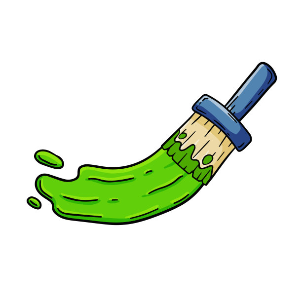 用蓝色工具用油漆刷绿色痕迹图片下载