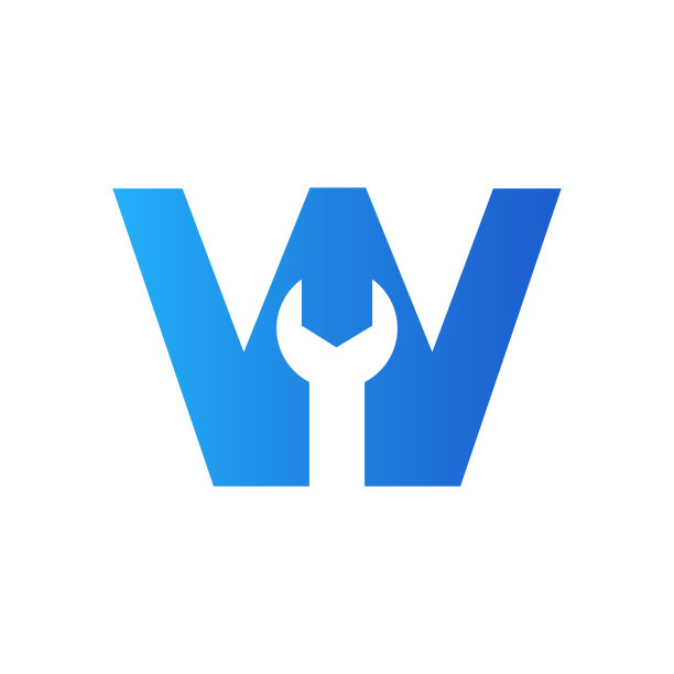 字母W扳手房地产，建筑，建筑维修标志矢量模板图片下载