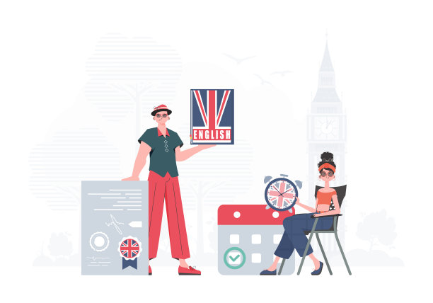 英语小组。学习英语的概念。平坦的现代风格。向量。图片下载