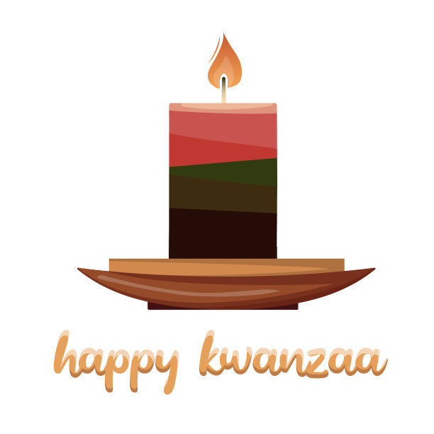 宽扎矢量红，黑和绿色庆祝蜡烛与七根蜡烛。宽扎传统派对装饰，派对元素。孤立矢量插图的海报，横幅，封面，菜单。图片下载