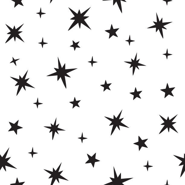 白色背景上黑色星星的无缝图案。图片下载