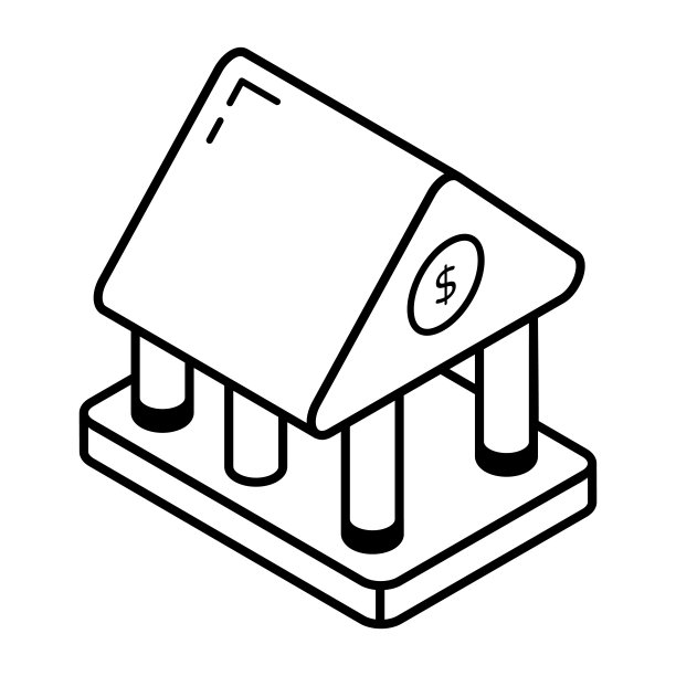 建筑设计中一银行的等距图标图片下载