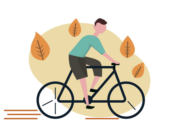 男人在秋天骑自行车。自行车。矢量图图片下载