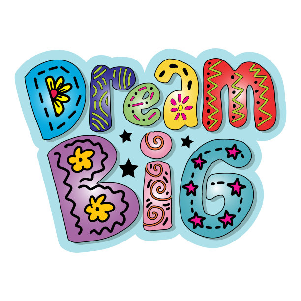 梦想大字手写装饰。给孩子们的海报引用。图片下载