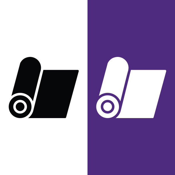 瑜伽垫矢量图标标志在字形风格图片下载