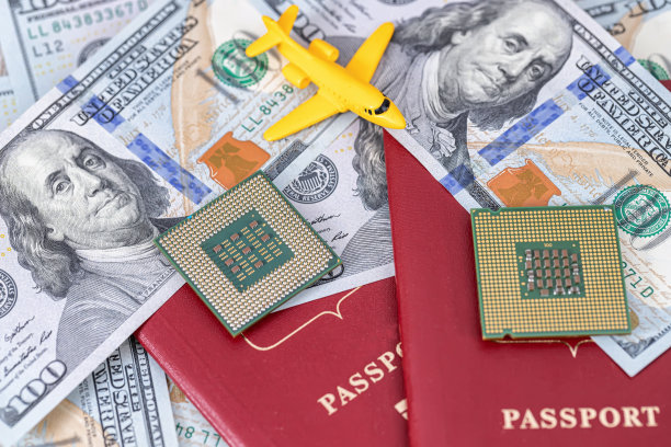 概念:航空旅客用电子芯片取代纸质护照图片下载