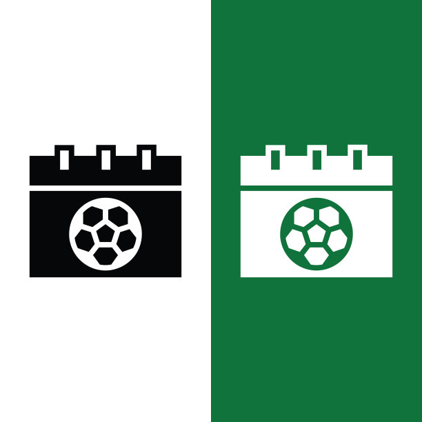 足球或足球日历矢量图标在字形风格图片下载