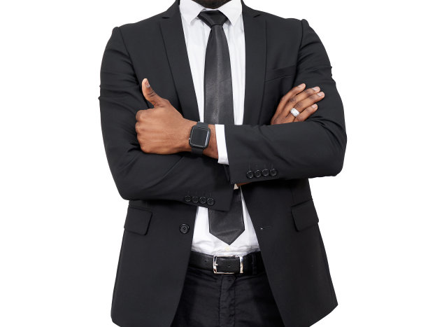 白人背景上竖起大拇指的非洲商人图片下载