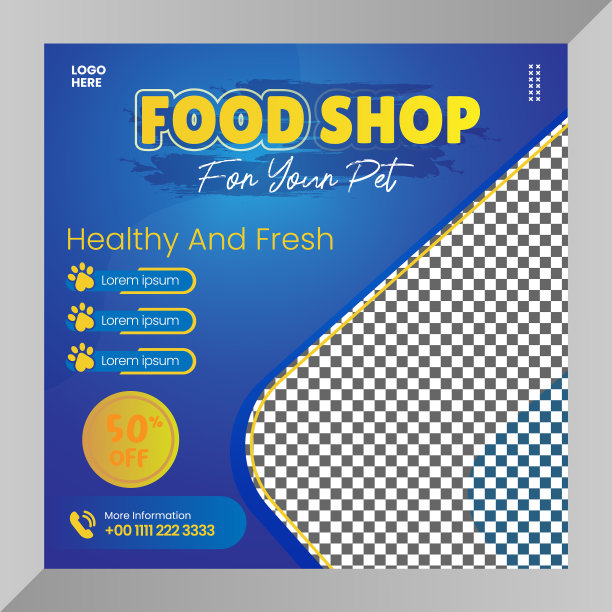 社交媒体上发布动物食品横幅或传单图片下载