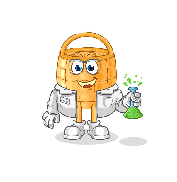 篮子科学家人物卡通吉祥物图片下载