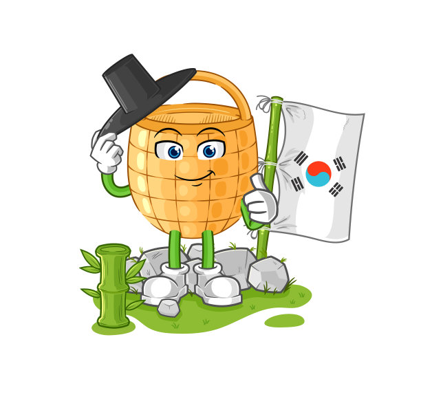 篮子韩文卡通吉祥物图片下载