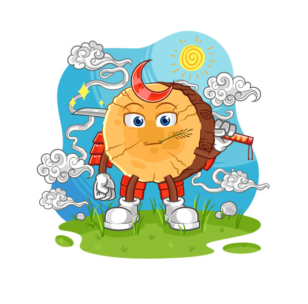 圆木武士卡通卡通吉祥物图片下载