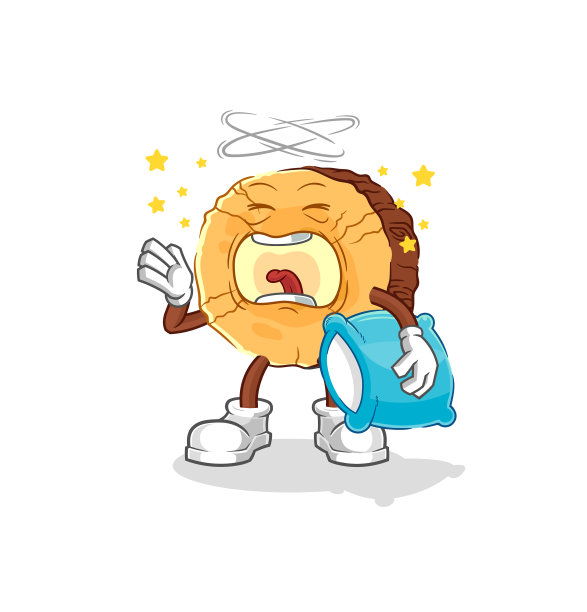 圆木打哈欠的卡通吉祥物图片下载