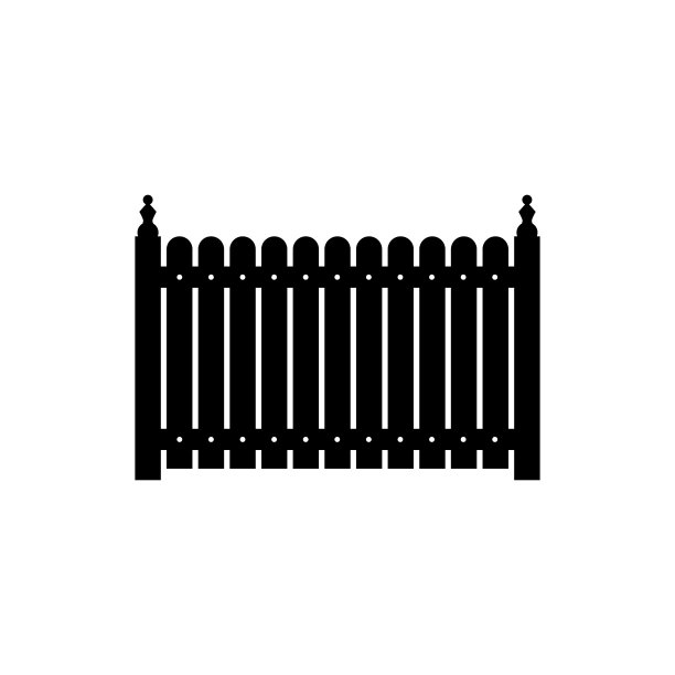 黑色木屋栅栏剪纸设计图片下载