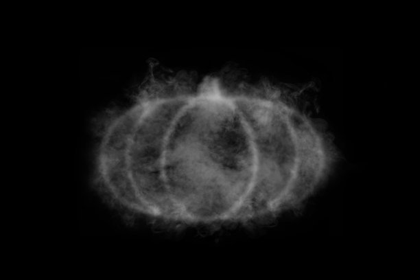 烟雾的形状万圣节南瓜孤立在一个黑色的背景覆盖在你的照片。节日的原创设计。图片下载