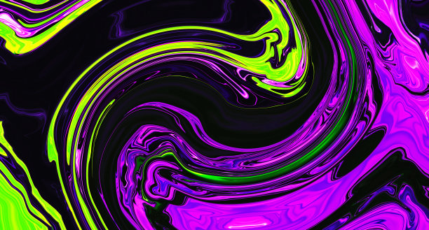 明亮的流体紫色，黑色，霓虹绿色漩涡背景。抽象液体紫色粉红色波。故障艺术错觉数字屏幕。庆祝活动背景。横幅。模板。豪华质感。创造性的传单。图片下载