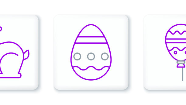 设置线气球与丝带复活节兔子和图片下载