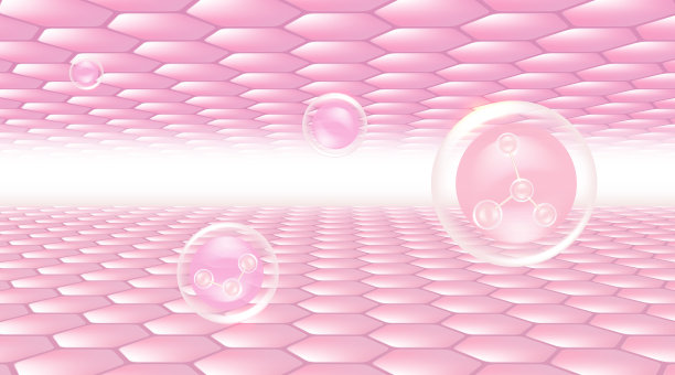 玻尿酸发肤液广告，粉红色胶原蛋白血清滴在皮肤细胞与化妆品广告背景准备使用，插图向量。图片下载