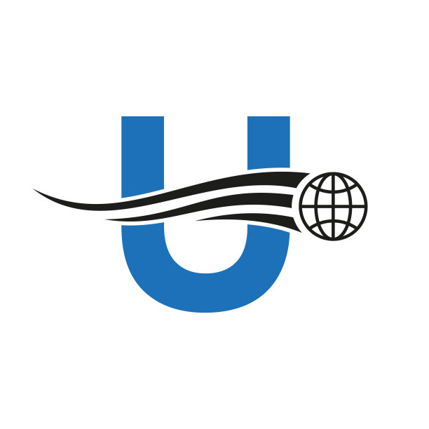 字母U全球标志结合全球图标，地球标志的商业和技术身份模板图片下载