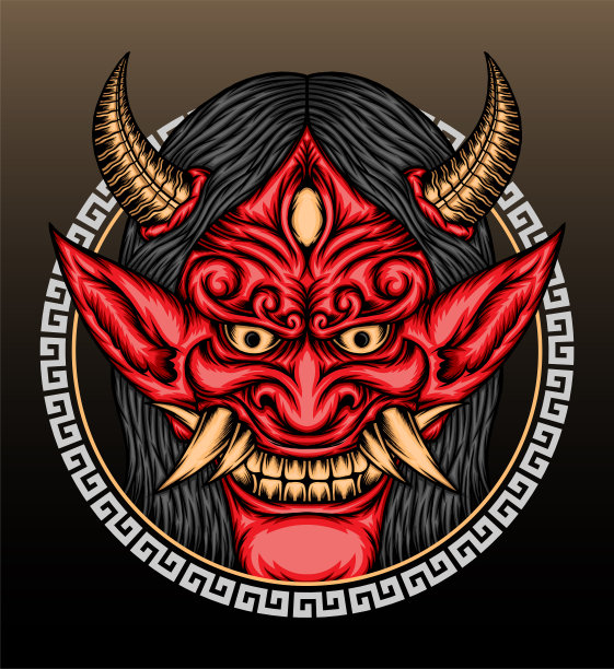 凉爽的红色汉雅面具插图图片下载