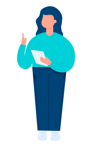 女孩手里拿着一块平板，举起手指图片下载