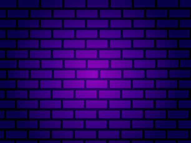 霓虹灯照亮墙。矢量插图夜蓝色砖墙。垃圾空石砌筑立面纹理。最小的设计模板，背景，装饰，布局图片下载