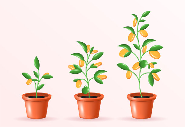 现实货币树与金币美元。金融，投资，赚钱增长的插图概念图片下载