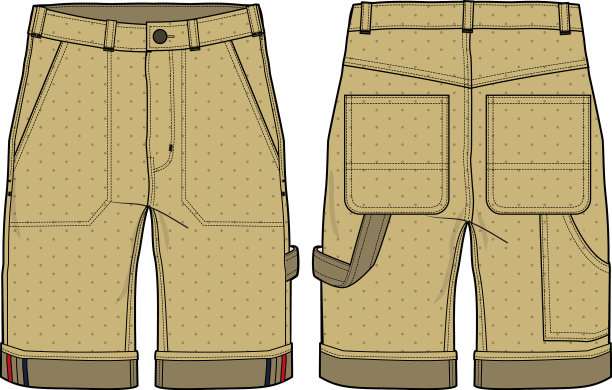 Chino木工短裤设计平草图牛仔布图片下载