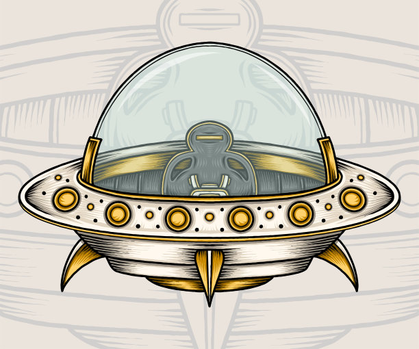 Ufo平面矢量插图图片下载
