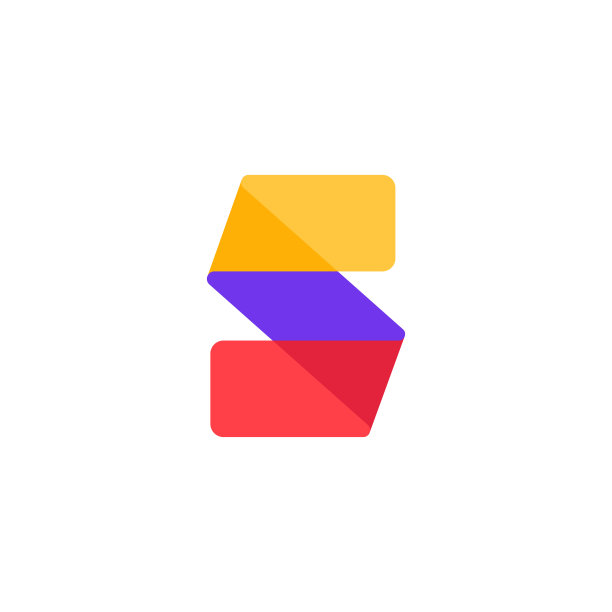 由重叠线条构成的S字母标志。矢量纸多色折纸风格图标。图片下载