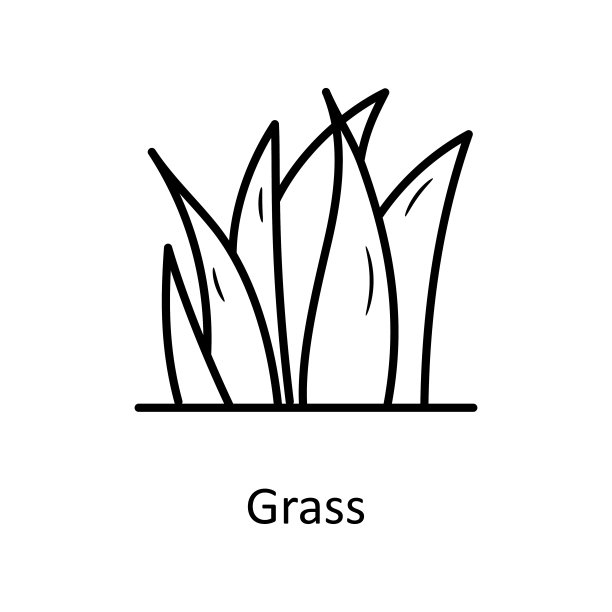 草矢量轮廓图标设计插图。自然符号在白色背景EPS 10文件图片下载