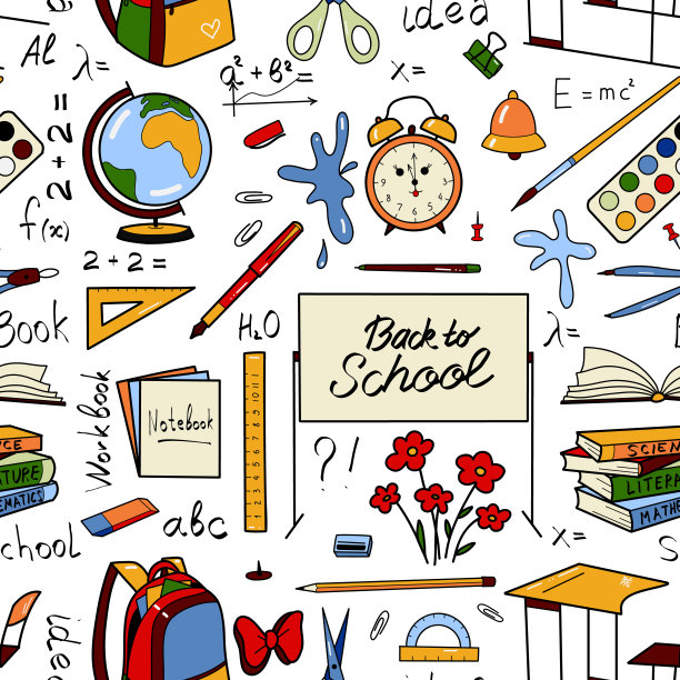 矢量无缝模式元素回到学校图片下载