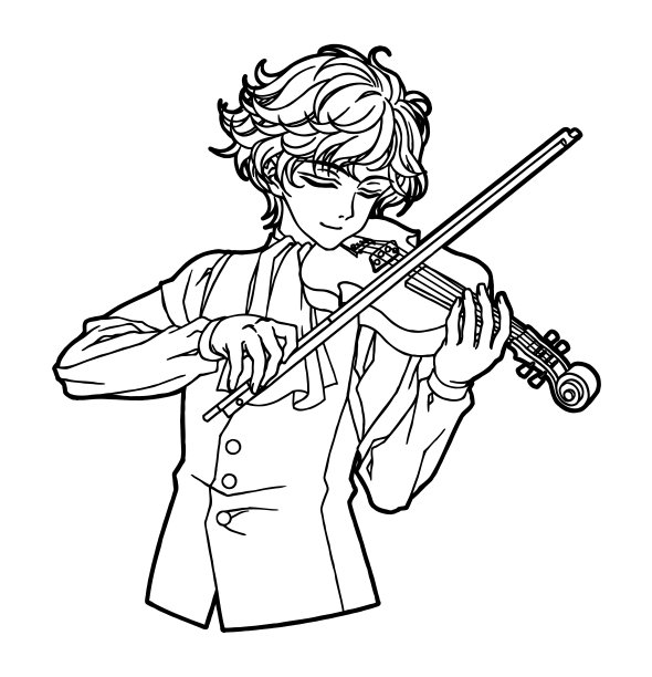 一个人在卡通风格的小提琴着色插图图片下载