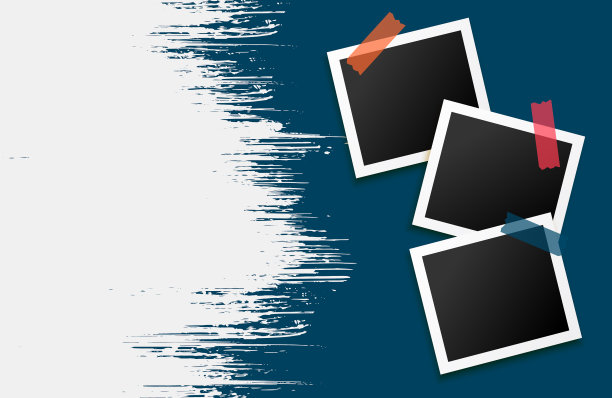 三个蓝色背景相框图片下载