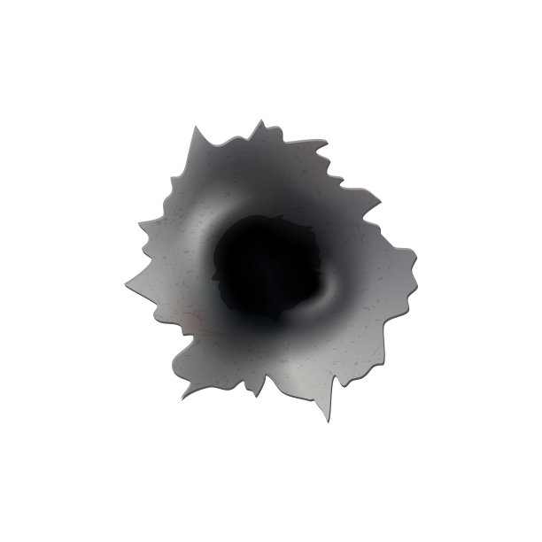 枪或手枪的弹孔是在金属中射出的图片下载