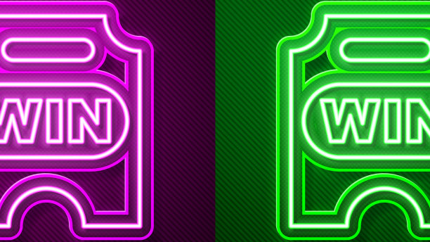 发光的霓虹灯线马戏团门票图标孤立上图片下载