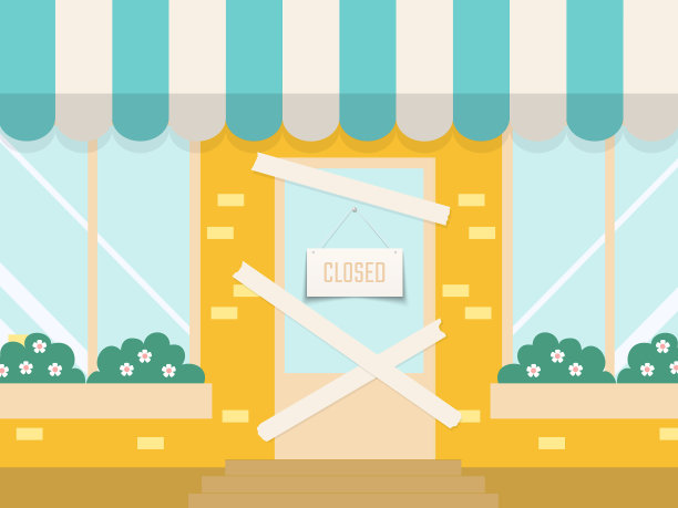商店关门或餐厅卡通锁店图片下载