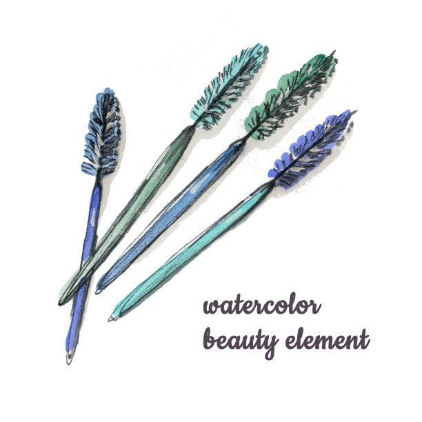 美丽的抽象水彩孤立睫毛延伸刷白色背景。水彩画时尚插图美元素图片下载