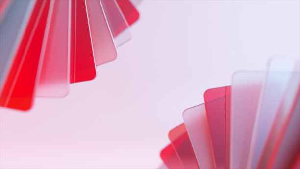 透明的，粉红色和红色的卡片在角落里。卡迷。梯度。智能手机。3 d演示图片下载