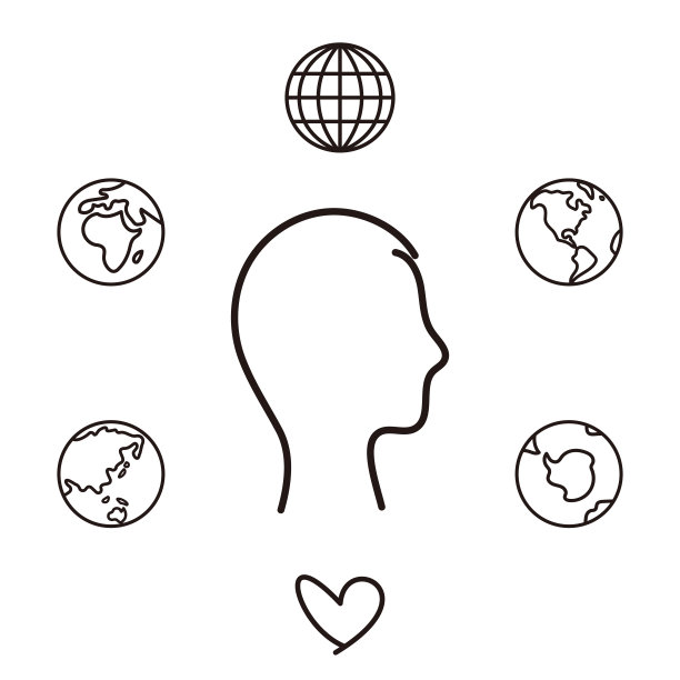 人体轮廓和各种地球图标，地球人图片下载