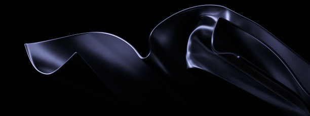 面料黑色背景，抽象设计浮形三维渲染图片下载