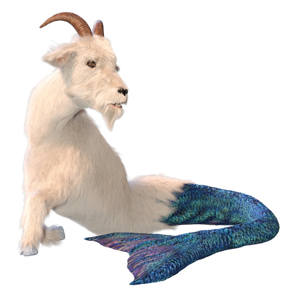 3D渲染幻想摩羯座白色图片下载