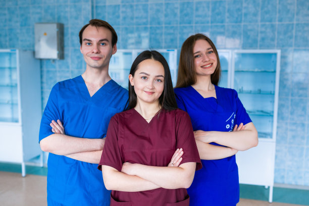 医学。医疗队-医生，护士和外科医生。一群医生。背景宽横幅图片下载