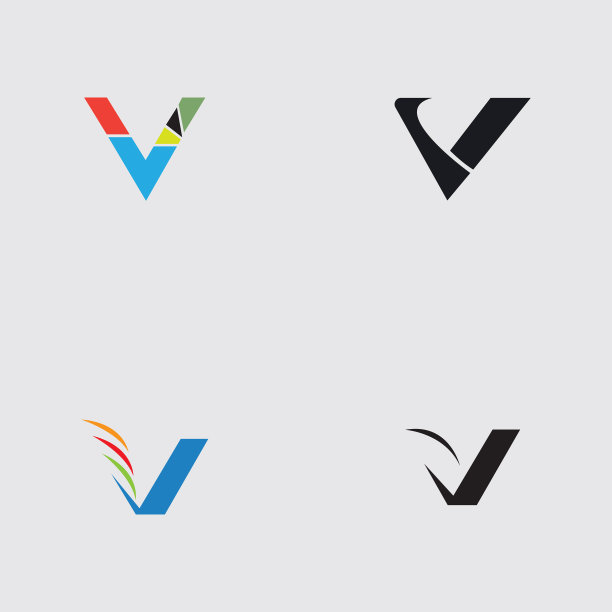 字母v商业公司抽象统一标志图片下载